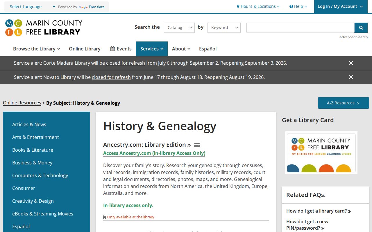Marin County city directory research resources for family history
