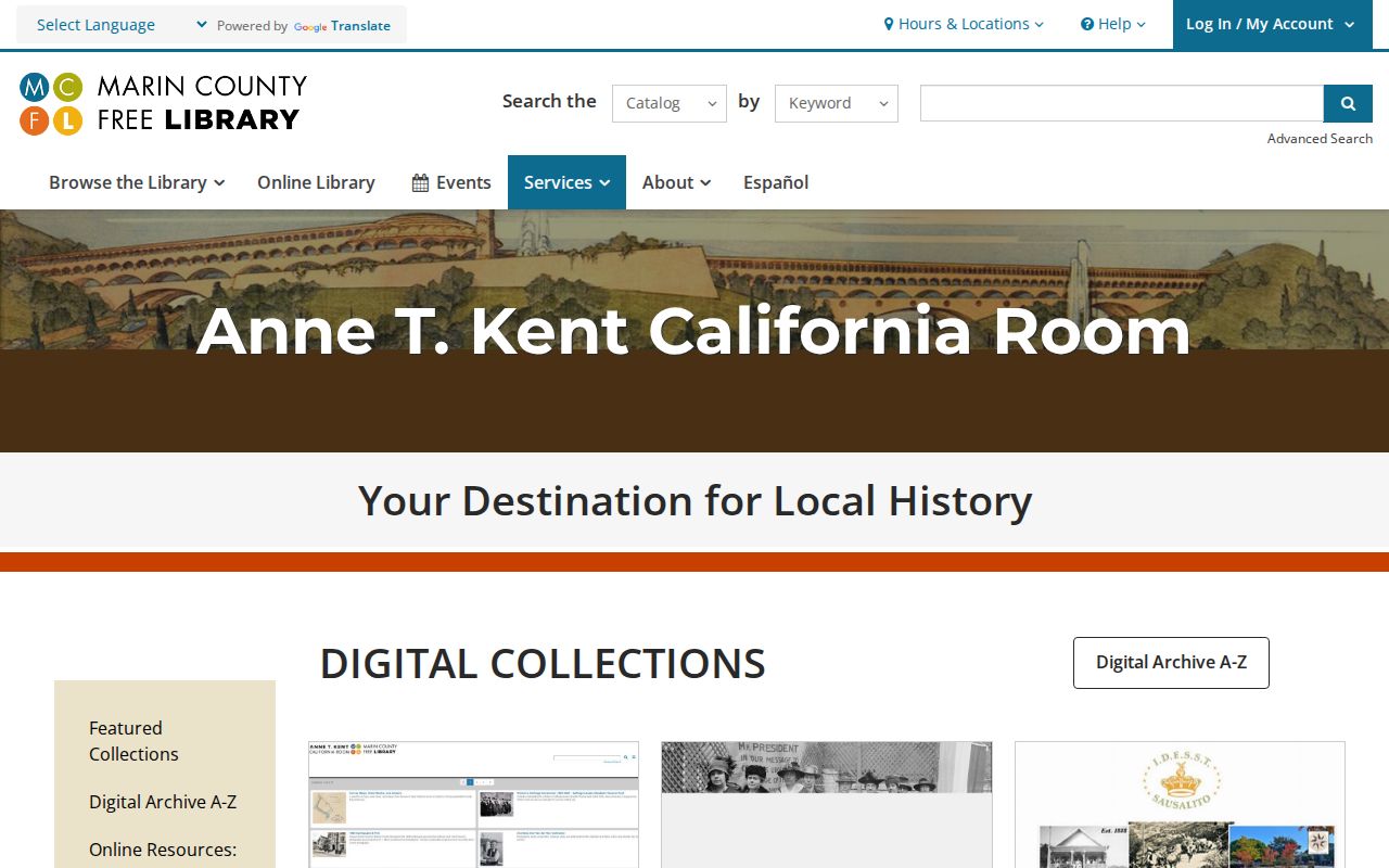 Marin County city directory collection materials in the California Room