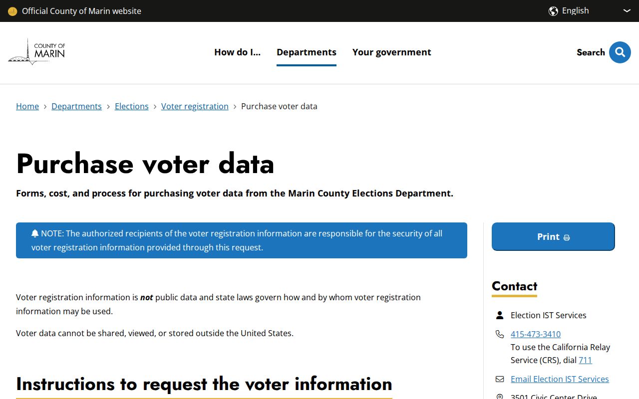 Marin County neighbors restricted voter data information