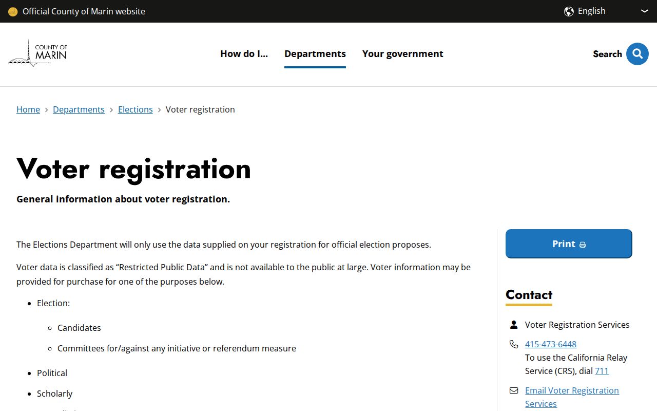Marin County neighbors voter status lookup