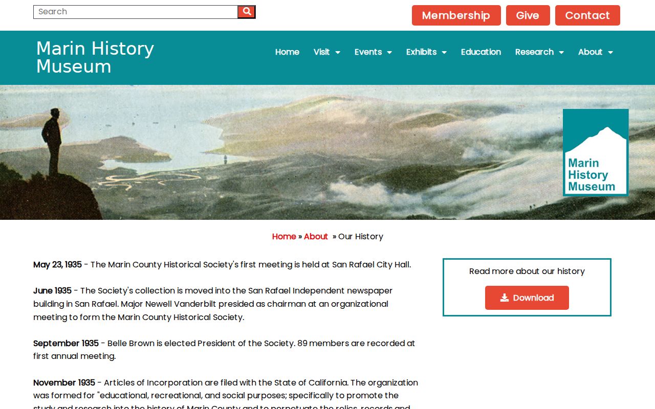 Marin County previous residents Marin History Museum collections
