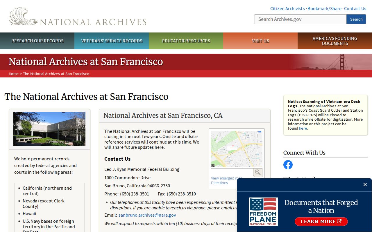 Marin County previous residents National Archives research